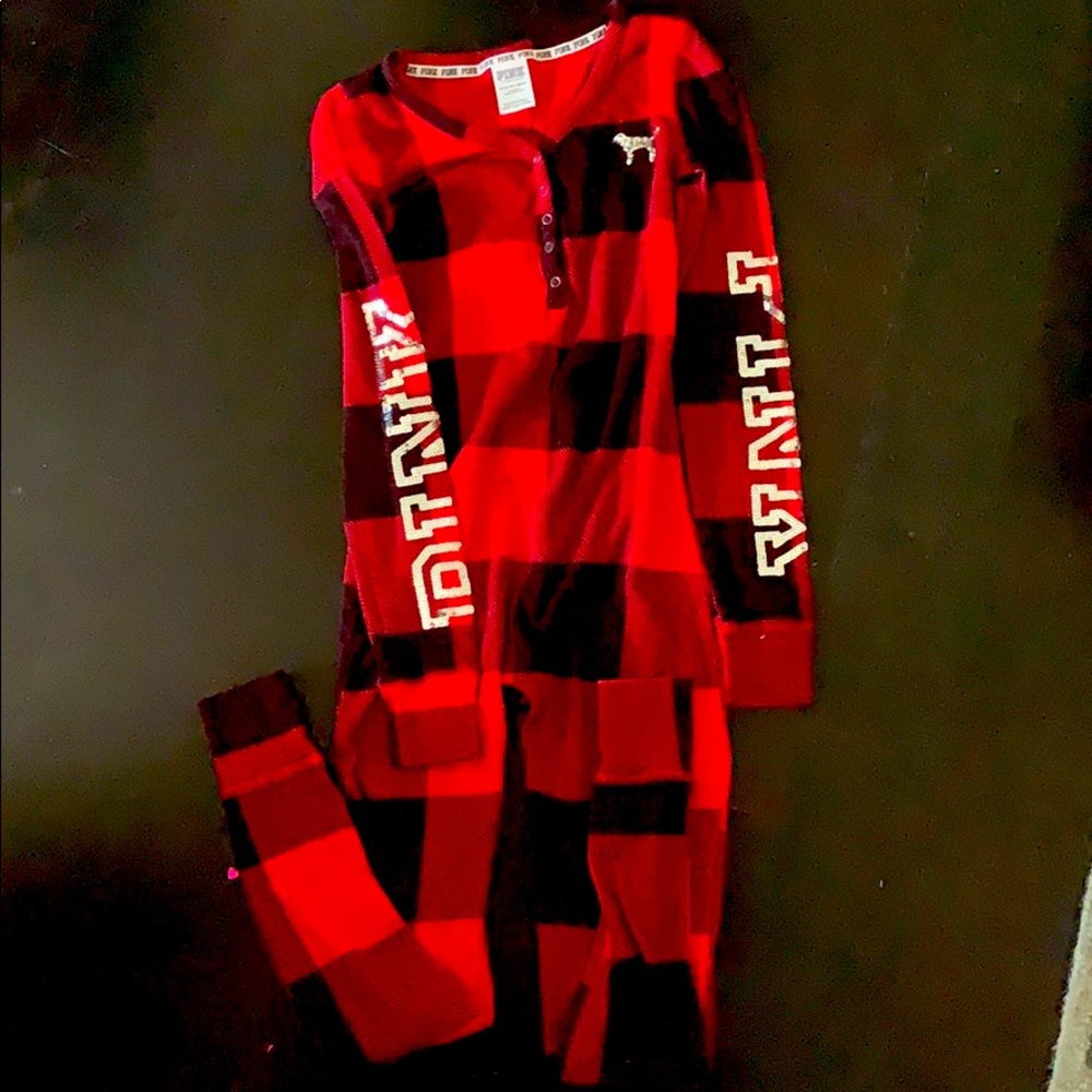 Victoria Secret PINK Flannel Onesie Sz XS